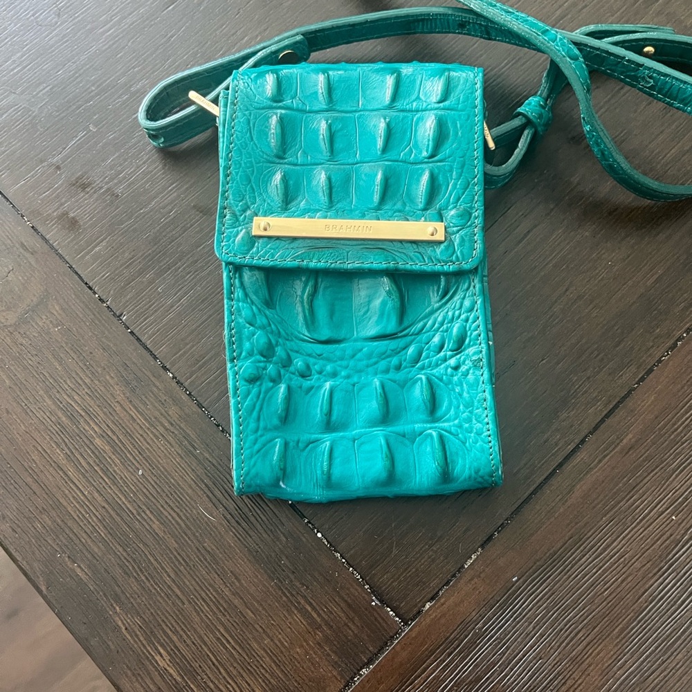 Brahmin Turquoise Embossed Crossbody Bag - Picture 2 of 6